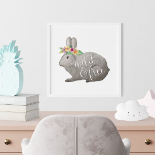Wild & Free Watercolor Boho Rabbit Poster