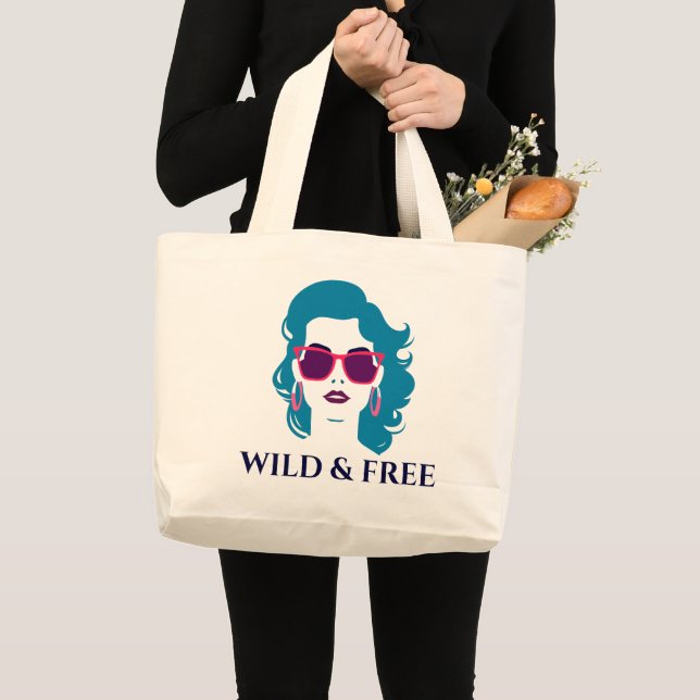 Wild & Free Woman Divorce Single Freedom  Large Tote Bag (Front (Product))