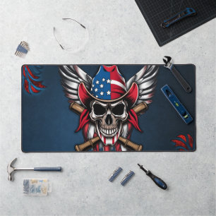 Wild freedom, American skull with baseball bats. Desk Mat