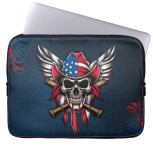 Wild freedom, American skull with baseball bats. Laptop Sleeve