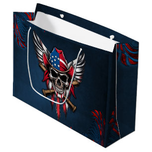 Wild freedom, American skull with baseball bats. Large Gift Bag