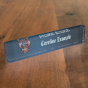 Wild freedom, American skull with baseball bats. Nameplate
