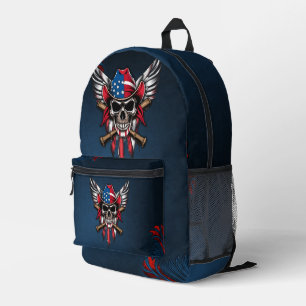 Wild freedom, American skull with baseball bats.  Printed Backpack