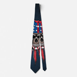 Wild freedom, American skull with baseball bats. Tie