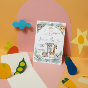 Wild funny Safari Animals Boys Baby Shower  Invitation