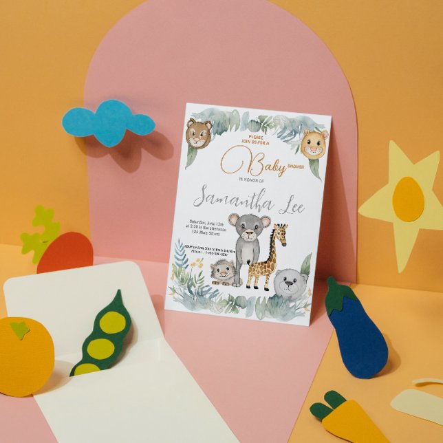 Wild funny Safari Animals Boys Baby Shower  Invitation (Creator Uploaded)