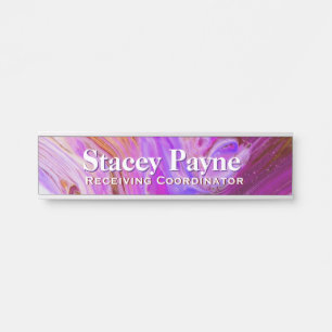 Wild Fuscia Acrylic Flow Art Desk Nameplate