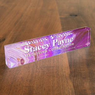 Wild Fuscia Acrylic Flow Art Desk Nameplate