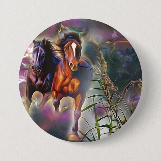 Wild gallop 7.5 cm round badge (Front)