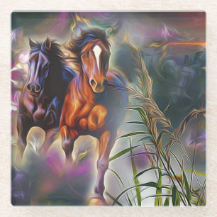 Wild gallop glass coaster
