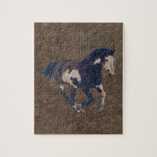 Wild Galloping Pinto American Paint Horse Jigsaw Puzzle
