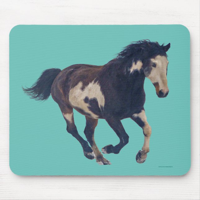 Wild Galloping Pinto American Paint Horse Mouse Mat (Front)