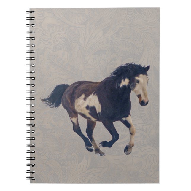 Wild Galloping Pinto American Paint Horse Notebook (Front)