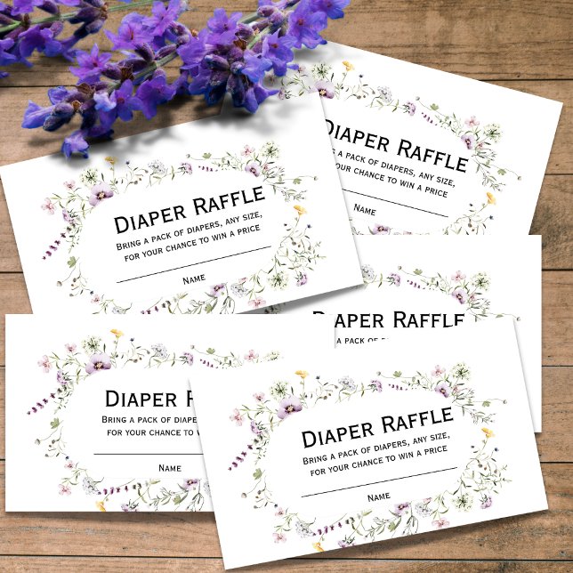 Wild garden blooms baby Shower Diaper Raffle  Enclosure Card (Creator Uploaded)