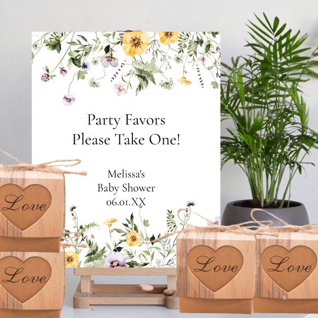Wild garden blooms party favours take one sign (Creator Uploaded)