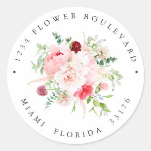 Wild Garden Bouquet Botanical Return address Classic Round Sticker