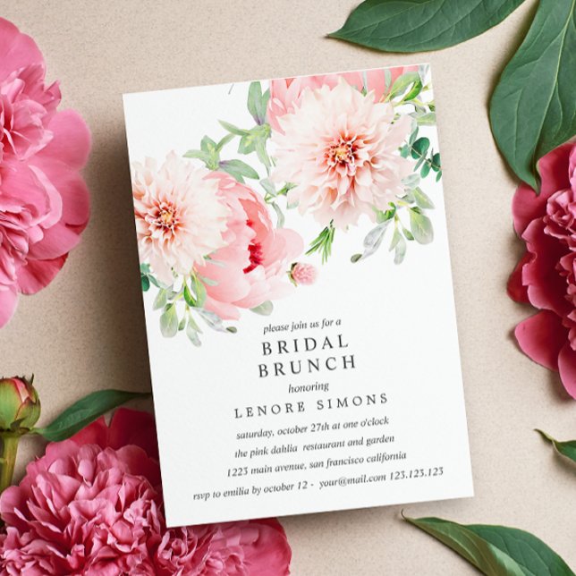 Wild Garden Dahlia Bouquet Bridal Brunch Wedding Invitation (Creator Uploaded)