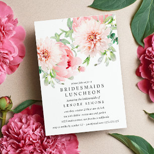 Wild Garden Dahlia Bouquet Bridesmaids Luncheon Invitation