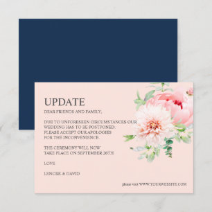 Wild Garden   Dahlia Peony  Pink WEDDING UPDATE Invitation