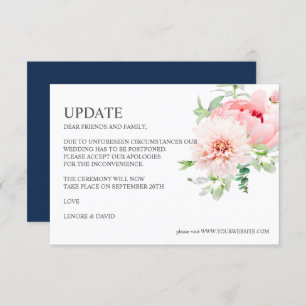 Wild Garden Dahlia Peony Pink WEDDING UPDATE Invitation