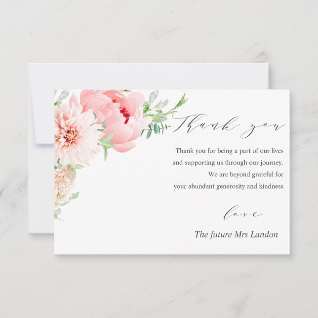 Wild Garden Dahlia Wedding thank you Card (Front)