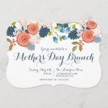 Wild Garden Floral Mother's Day Brunch Invitation<br><div class="desc">A celebration of spring is abundant on this lovely Mother's Day Brunch invitation adorned with cheerful apricot, peach and coral ranunculus flowers, pretty marine blue buds and leaves and assorted blush blossoms and berries. Dark blue text in whimsical cursive adds charm and fun. Coordinating floral pattern on the back. Each...</div>