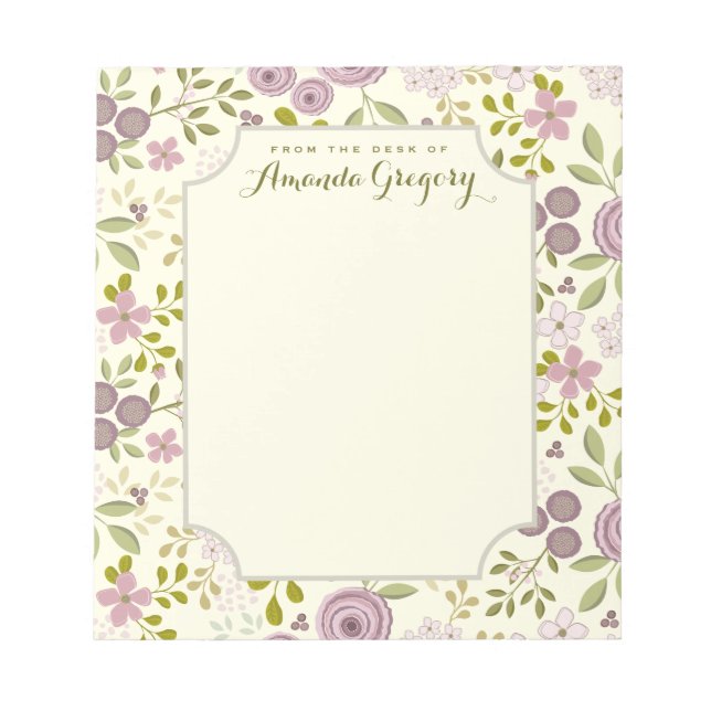 Wild Garden Floral Personalised Desk Notepad (Front)