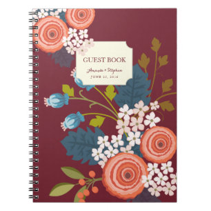 Wild Garden Floral Wedding Guest Book Notebook