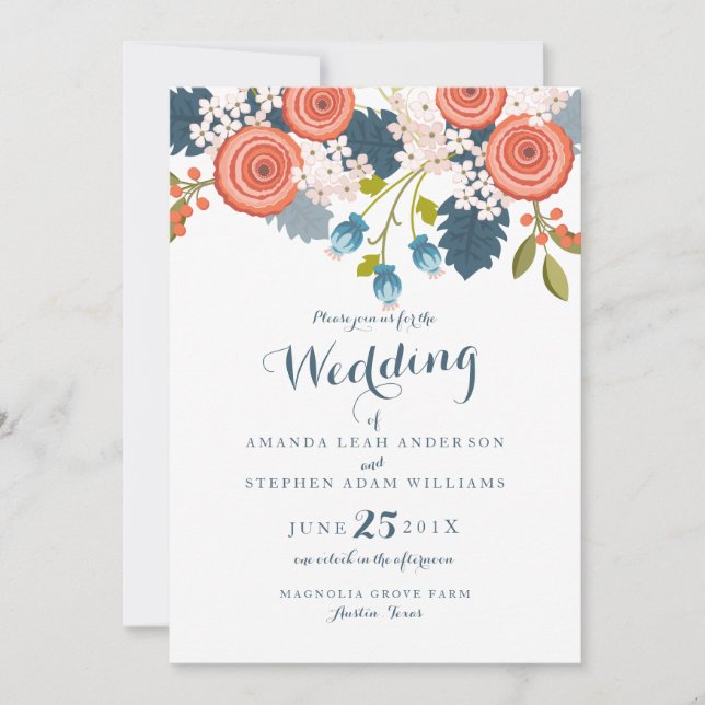 Wild Garden Floral Wedding Invitation (Front)