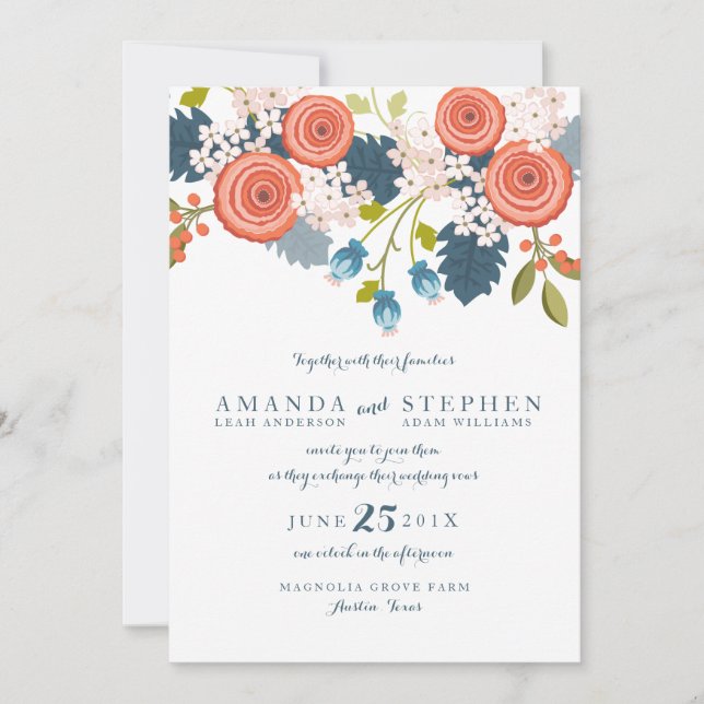Wild Garden Floral Wedding Invitation (Front)