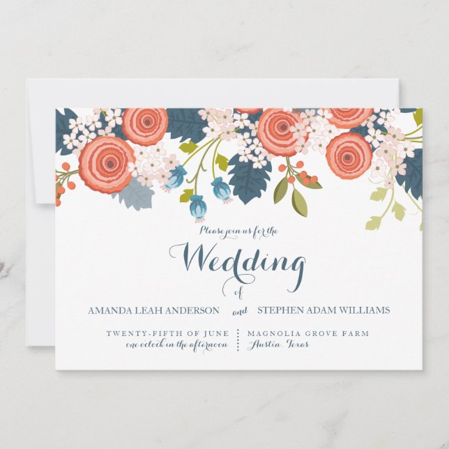 Wild Garden Floral Wedding Invitation (Front)
