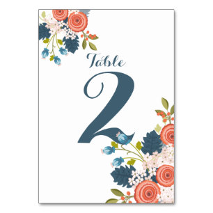 Wild Garden Floral Wedding Table Number Card