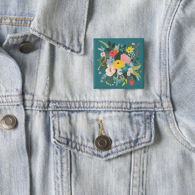 Wild Garden Flowers 15 Cm Square Badge (In Situ)