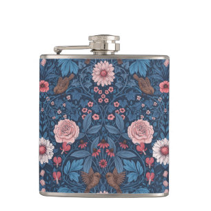 Wild garden in blue hip flask