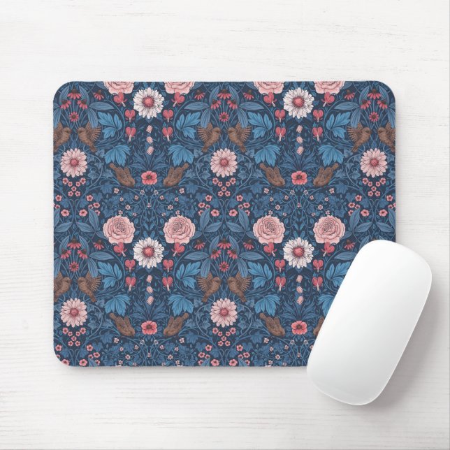 Wild garden in blue mouse mat (With Mouse)
