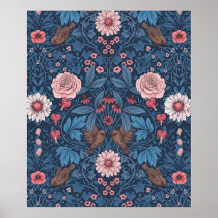 Wild garden in blue poster