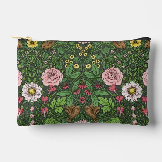 Wild garden in green accessory pouch (Front)