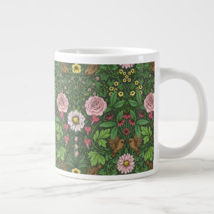 Wild garden in green large coffee mug