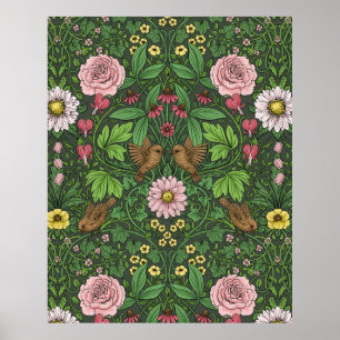 Wild garden in green poster