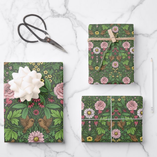 Wild garden in green wrapping paper sheet (Front)