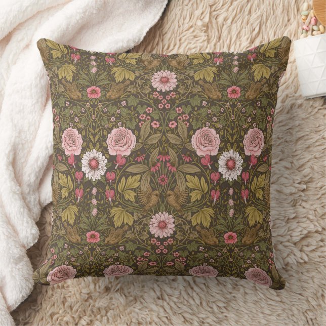Wild garden on coffee brown cushion (Blanket)