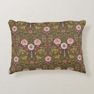 Wild garden on coffee brown decorative cushion
