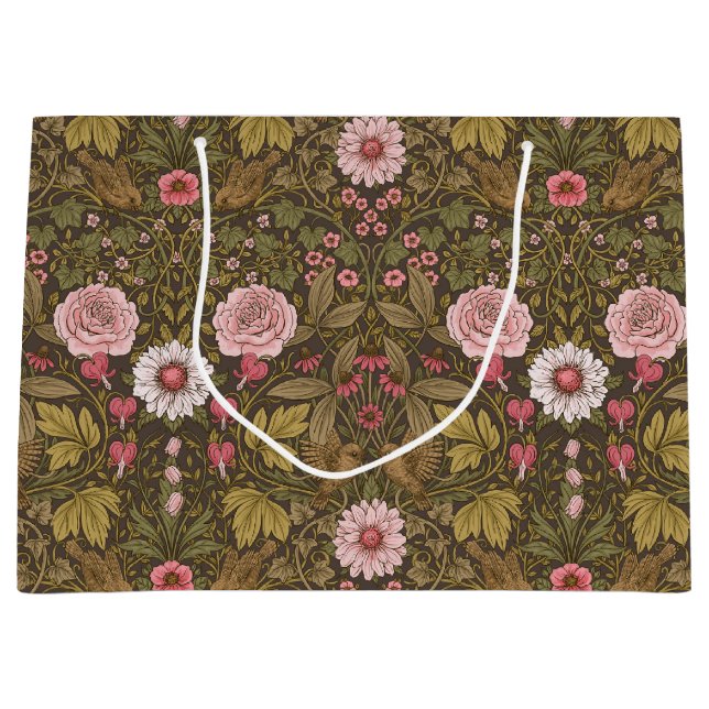 Wild garden on coffee brown large gift bag (Front)