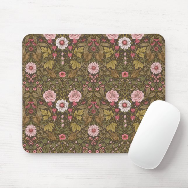 Wild garden on coffee brown mouse mat (With Mouse)