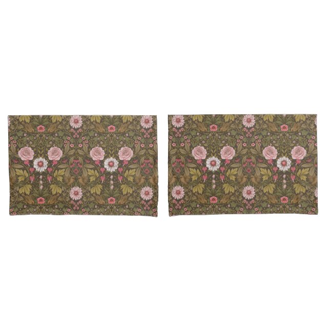 Wild garden on coffee brown pillowcase (Front-Set)