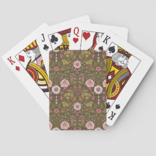 Wild garden on coffee brown playing cards