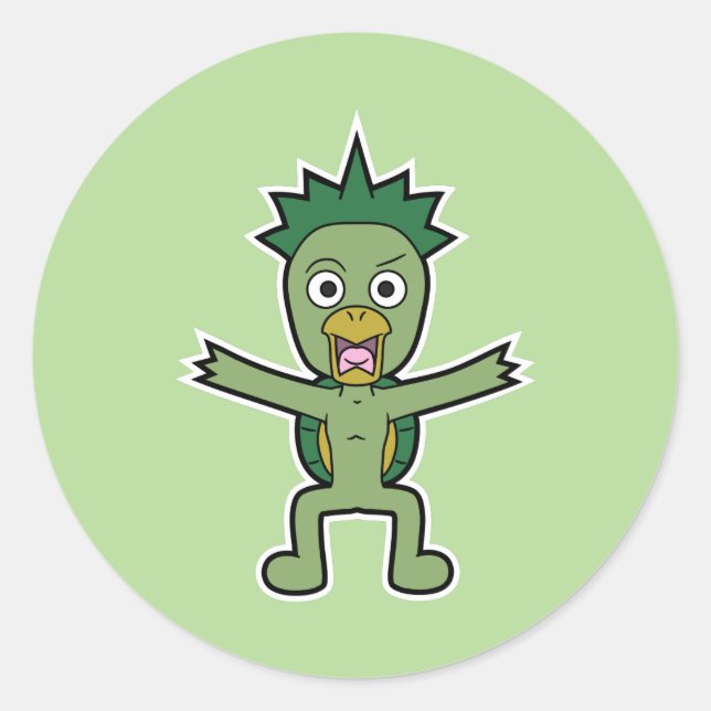 Wild Gawappa- Japanese Kappa Yokai Monster Classic Round Sticker (Front)