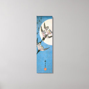 Wild Geese Flying Downward Across Moon, Hiroshige Canvas Print