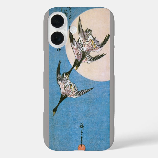 Wild Geese Flying Downward Across Moon, Hiroshige Case-Mate iPhone Case (Back)