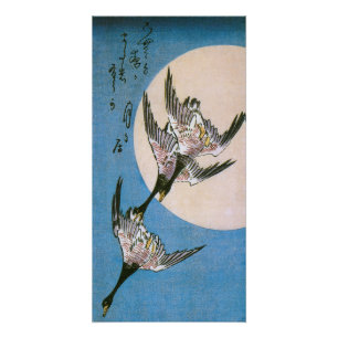 Wild Geese Flying Downward Across Moon, Hiroshige Poster